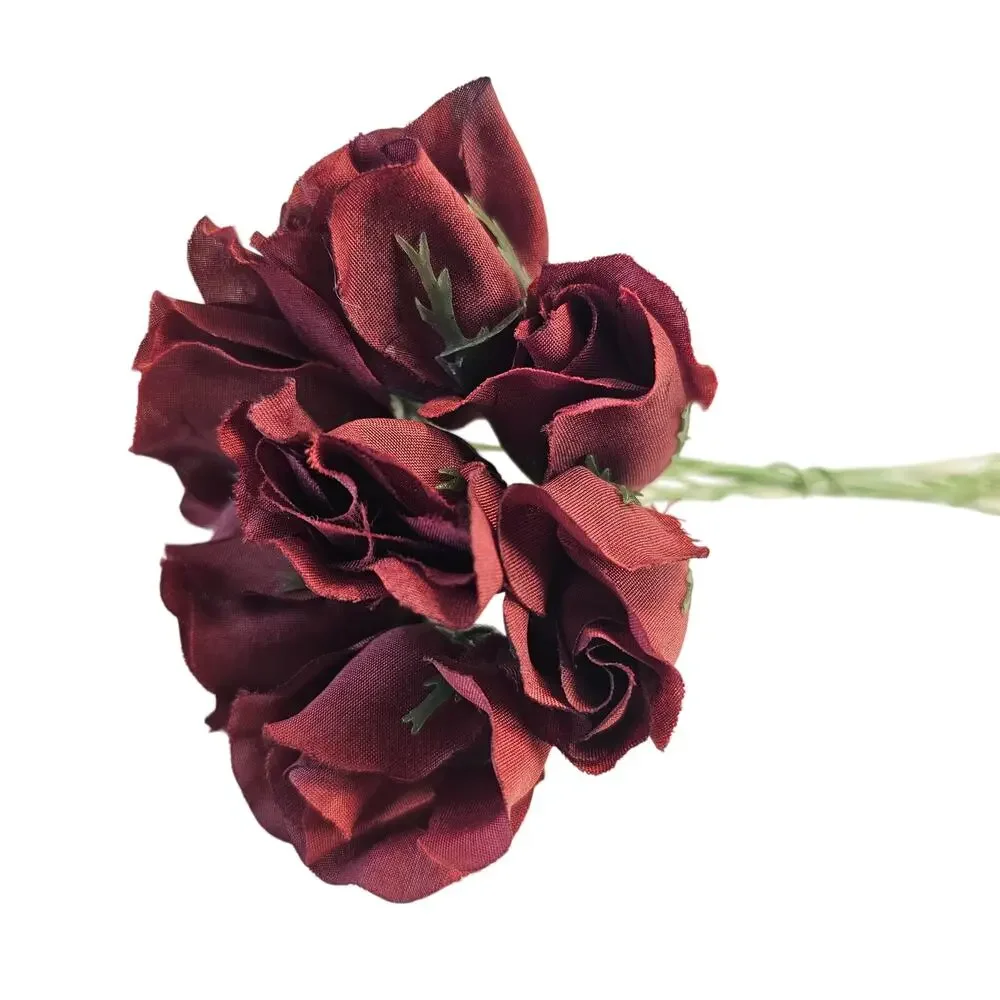 28 Burgundy Silk Rose Picks 1-inch Artificial Flowers Wedding Craft Floral Decor